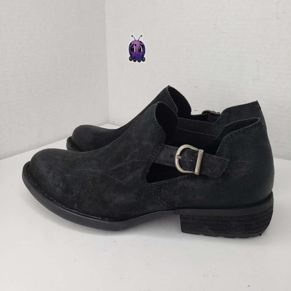Born Black Distressed Black Leather/Suede Booties